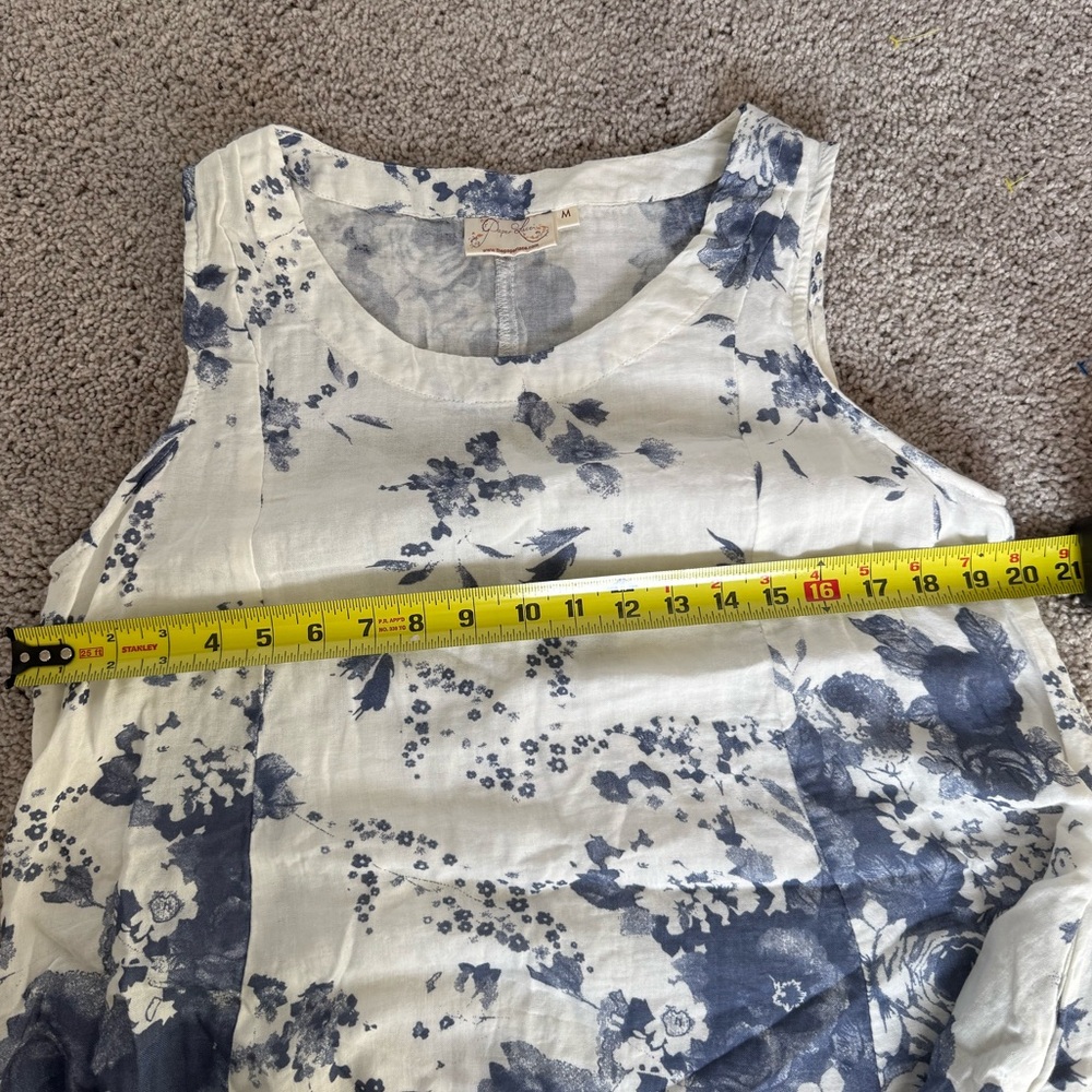 The Paper Lace Dress Size M Midi Cotton White Blue Floral Cottage Core lagenlook - Picture 11 of 11